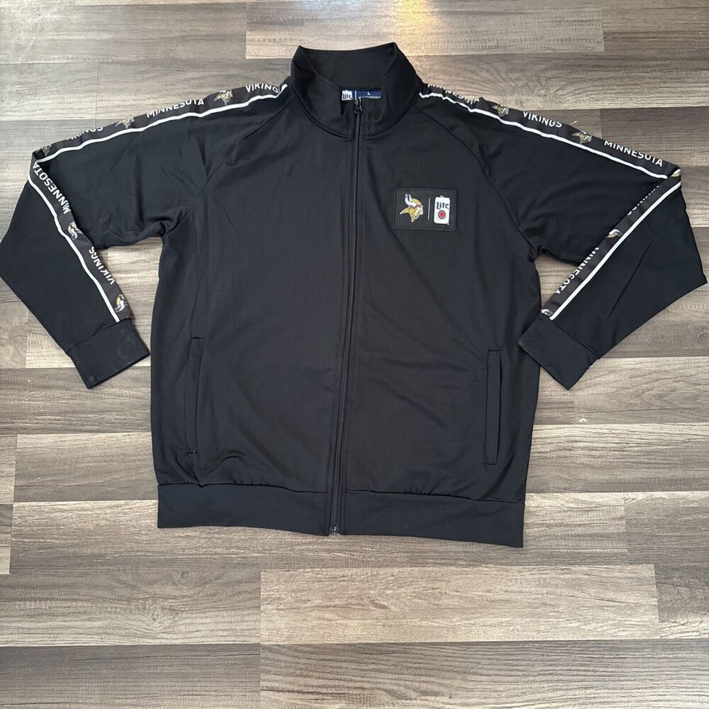 Miller‎ Lite NFL Promotional  Minnesota Vikings Zip Up Windbreaker Sz Large